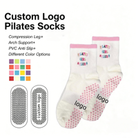 Chaussettes de yoga antidérapantes personnalisées POPSOX Premium avec logo, chaussettes de sport tricotées respirantes pour Pilates, Barre, Danse, avec semelle en silicone