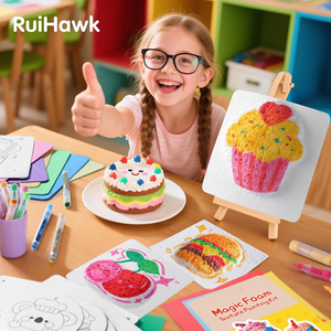 Kit de peinture en mousse magique 3D de 75 pièces - Ensemble d'art gonflé à faire soi-même, fournitures scolaires et cadeau créatif pour enfants - Product Image 5