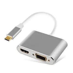 Neue hochwertige Multifunktions-USB-Hubs 2 in 1 USB 3.1 Typ C-Stecker auf HDMI VGA-Buchse HUB-Adapter kabel