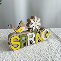 Nouvelle Décoration de Pâques 2026 en Bois, Motif Fleur et Oiseau, Lettres Créatives, Style Rustique, pour Intérieur, Décoration de Table