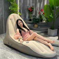 Fauteuil gonflable pour adultes, utilisation en extérieur, surface floquée en PVC épaissi, dossier, porte-gobelet, anti-fuite