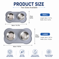 Bols pour chiens et chats en acier inoxydable double paroi avec logo personnalisé et tapis d'alimentation en silicone en forme d'os pour nourriture et eau pour animaux de compagnie