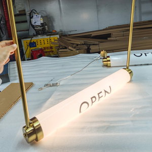 open <b>LED</b> Tube Sign Wall Mounted Brass Finish Static Text Display - Product Image 2
