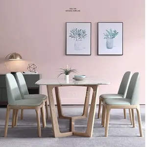 明亮的石板餐桌轻奢华现代简约高端设计师创意家用小公寓长方形餐桌