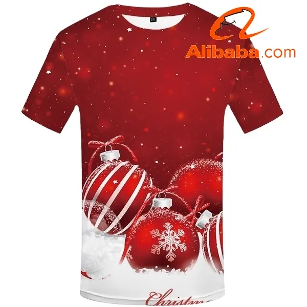 Groothandel Kerst Heren Vakantie Custom Unisex T-Shirts Goedkopere Sneeuwvlok Kleding Voor Feest Afdrukken
