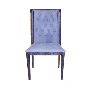 Italian design tufted button crocodile pattern leather luxury high back upholstered european dining chair