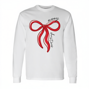 Maglietta a Maniche Lunghe Rossa con Fiocco Natalizio, Stile Coquette, Regalo per le Festività - Product Image 3