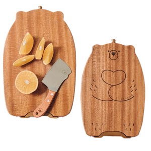 Tabla de cortar Mini Bear de madera maciza antideslizante para cocina, para frutas y alimentos para bebés - Product Image 1