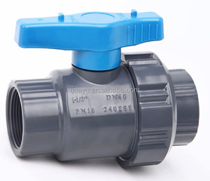 모든 크기 PN16 EPDM 좌석 도매 가격 블루 그레이 핸들 <span class=keywords><strong>PVC</strong></span> 싱글 더블 트루 유니온 볼 밸브 수동 2 방법 - Product Image 2