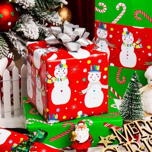 Yarcony Christmas Wrapping Paper Roll 17 Inch X 33 Feet Reversible Snowman Design For Gift Craft - Product Image 5