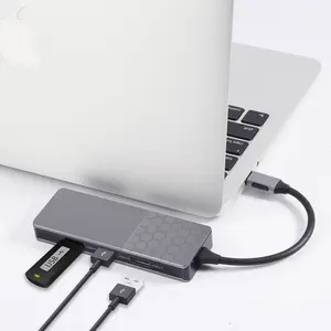 Hub Tipe C 7 in 1 USB 3.0 HDMI 4K30Hz PD SD TF, stasiun Dok Hub USB untuk Macbook Pro