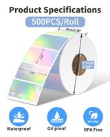 Etiqueta térmica cuadrada plateada holográfica, etiqueta Rectangular autoadhesiva, etiqueta de papel térmico directo, rollo de pegatinas de código de barras de envío