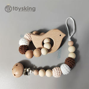 ToysKing fait à la main Crochet coton <span class=keywords><strong>bulle</strong></span> perles hochet en bois bébé sucette Clip Bracelet 100% en gros parfait bébé <span class=keywords><strong>dentition</strong></span> - Product Image 4