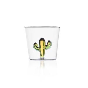 Verre à boire unisexe en verre ambre transparent motif cactus de dessin animé - Product Image 1