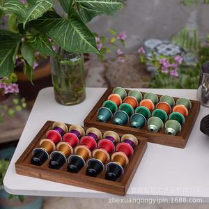 Wooden Coffee Capsule Storage Tray 20 Compartment <b>Shelf</b> For Coffee Pods Tea Room <b>Bar</b> Use - Product Image 2