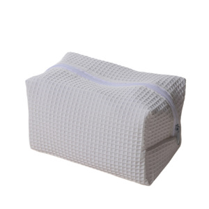 Portable Large Eco-Friendly <b>Foldable</b> Waterproof Travel Makeup Bag Custom Logo Factory Direct Cotton Waffle Large Capacity - Product Image 3