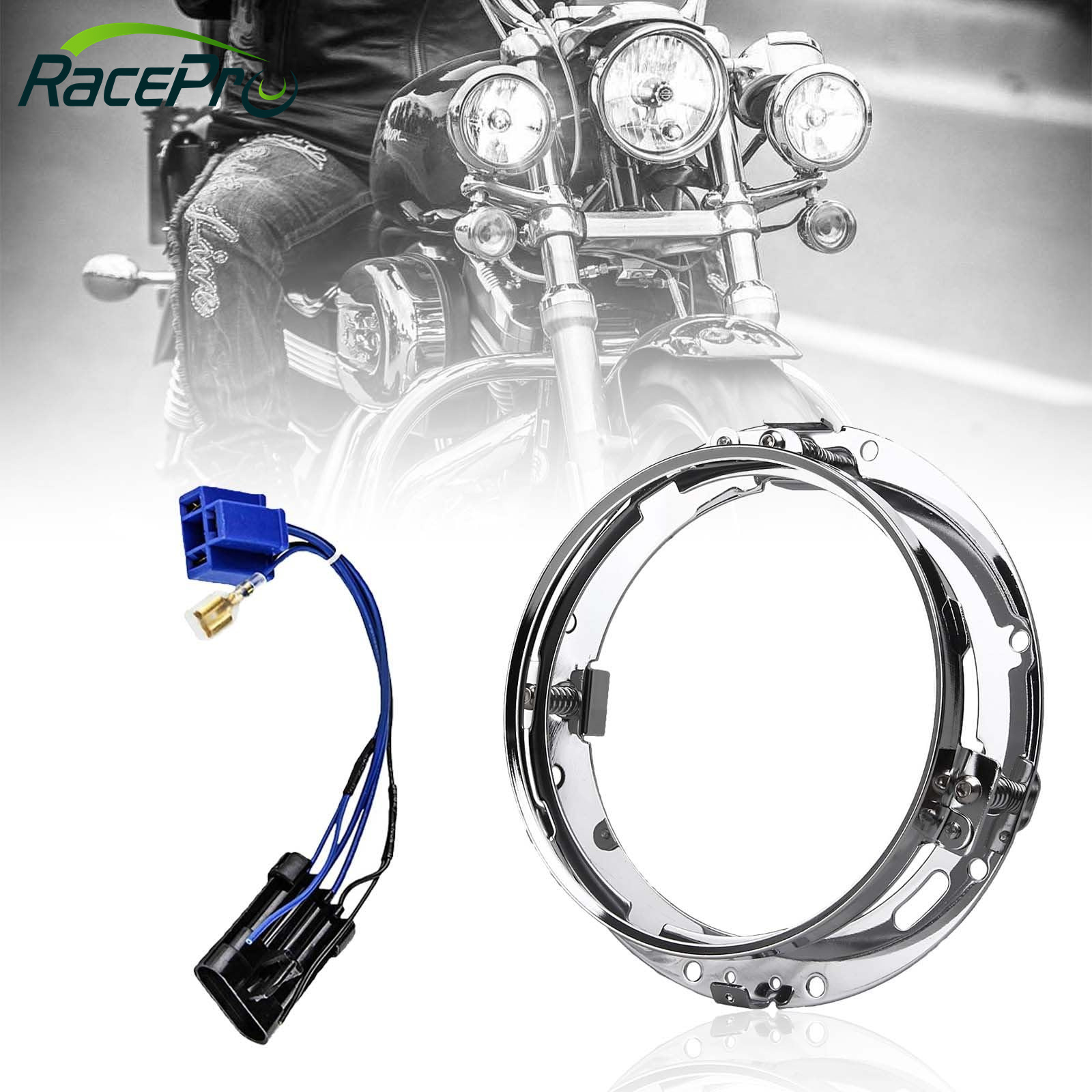 Racepro 7インチ丸型ヘッドライトベゼル ヘッドランプ取り付けリング