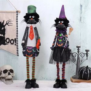 Adorable LED Halloween Cat Ornaments Soft Festive Plush Doll Gift with Colorful Flashing Lights - Product Image 4