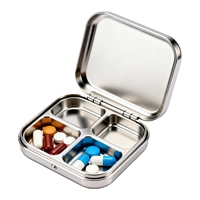 Organisateur de pilules en métal EDC en alliage d'aluminium et acier inoxydable usiné CNC sur mesure, usinage par électroérosion à fil et brochage pour vitamines