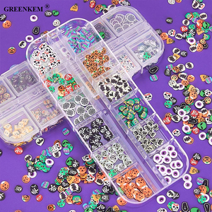 Paillettes 3D pour décoration des ongles, accessoires de <span class=keywords><strong>manucure</strong></span>, en argile polymère, citrouille fantôme, flocons, 12 grilles, Design pour <span class=keywords><strong>Halloween</strong></span>, 12 pièces - Product Image 3
