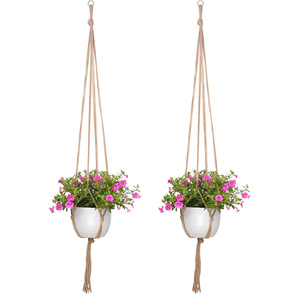 Support de pot de jardin créatif en filet tressé respirant, fait main en corde de coton et de lin, design simple, pour intérieur et <span class=keywords><strong>extérieur</strong></span>, à suspendre au mur - Product Image 4