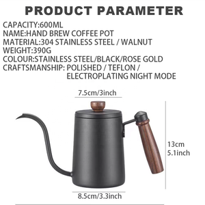 Cafetera de goteo de acero inoxidable 304 con revestimiento de Teflón, con graduaciones, para uso doméstico y comercial, tipo nariz de tiburón - Product Image 5