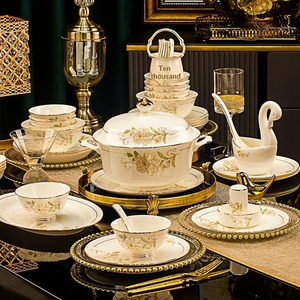 Service de table en céramique de Jingdezhen – Assiettes et plats pour la maison – Cadeaux de déménagement – Luxe léger haut de gamme – Vente en gros - Product Image 3