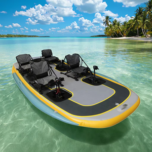 เรือคายัคพองลมแบบดรอปสติทช์ PVC สำหรับ 4 คน สำหรับกิจกรรมทางน้ำ พร้อมเครื่องยนต์และพวงมาลัย สำหรับพายในทะเลสาบหรือทะเล - Product Image 1