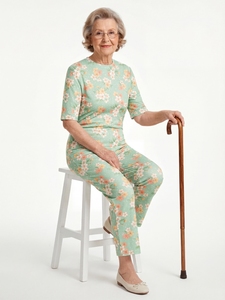 Womens <b>Nursing</b> Elderly Printed Rompers Short Sleeve Anti-Strip One Piece Jumpsuit Rompers For Alzheimer Special Needs - Product Image 5
