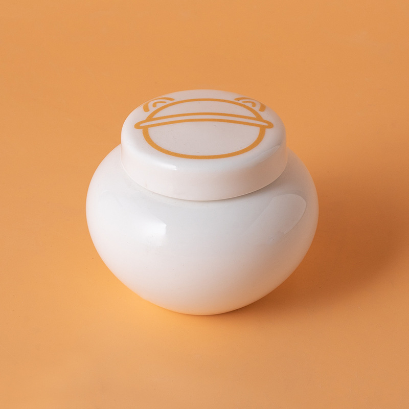 Round ash urn-white-golden planet