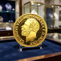 Décoration d'intérieur, collection historique, cadeau, finition antique, pièce de monnaie en or réplique du roi George V de 1 once