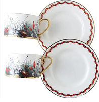 Ensemble de tasses à café et à thé en céramique plaquées or de luxe, collection de cadeaux pour le thé de l'après-midi des fêtes