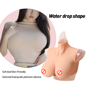 Male to Female Sexy Boobs Silicone Breast Form High Collar Fake <strong>Tits</strong> With Clavicle for Crossdresser Transvestite Sissy Cosplay - Product Image 6