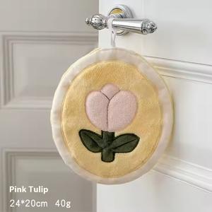 Tulipe Fleur Corail Polaire Serviette À Séchage Rapide Doux Absorbant Épais Coton Floral Serviette De Golf Brodée pour Enfants - Product Image 3