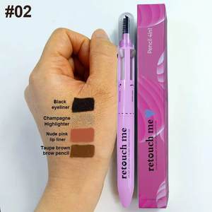 Lápiz de Maquillaje 4 en 1 para Contorno de Cejas con Pincel, 4 Recargas, 4 Colores, Delineador de Cejas, Delineador de Ojos, Delineador de Labios, Iluminador - Product Image 4