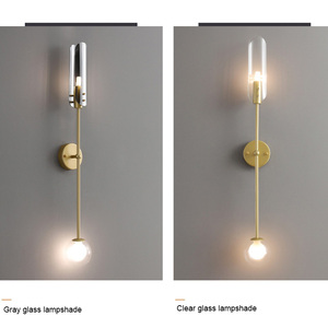 Gold Wall <b>Sconce</b> Set of 2 with White Globe Glass Shades Modern Mid Century Wall <b>Light</b> Fixtures Brushed Brass Wall Lamp for Home - Product Image 1
