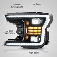 Ensemble de phares LED complets pour Ford F150 2018-2020 Raptor, double lentille de projecteur, clignotant séquentiel, DRL, boîtier noir, paire 12V