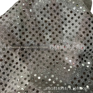 Venta Directa de Fábrica: Tela Brocada Metálica de Lentejuelas Pequeñas Encriptadas de 3mm, con Hilo Dorado y Plateado, para Confección de Prendas - Product Image 5