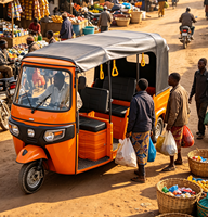 Offre Spéciale – Tuk-Tuk Électrique 60V Orange à Carrosserie en Acier pour 8 Passagers, Idéal pour le Transport Touristique dans les Sites Panoramiques d'Afrique