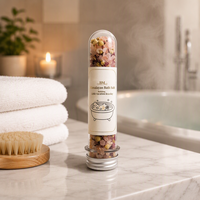 Sel de bain minéral de l'Himalaya pur, végétalien, naturel et biologique, personnalisable, avec pétales de rose et fleurs séchées, en tube, sel de bain de la Mer Morte