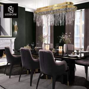 Design di lusso personalizzato in fabbrica con tavolo da pranzo a 8 posti in acciaio inossidabile set di <span class=keywords><strong>mobili</strong></span> per sala da pranzo - Product Image 3