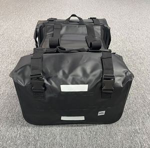 Sacoche de moto en PVC tendance 30L, étanche, réfléchissante, avec fermeture éclair, pour la conduite nocturne, double sacoche arrière, sans barres de traction - Product Image 6
