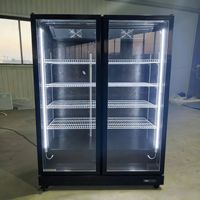 Réfrigérateur vertical commercial 300L à porte vitrée, refroidissement par air, affichage LED, refroidisseur de bière, verrouillage de porte mécanique