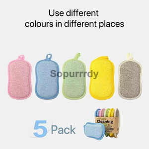 Lot de 5 <span class=keywords><strong>éponge</strong></span>s à vaisselle personnalisées avec logo, <span class=keywords><strong>éponge</strong></span>s de nettoyage multi-usages pour la cuisine, <span class=keywords><strong>éponge</strong></span>s en <span class=keywords><strong>microfibre</strong></span> non rayantes pour le nettoyage domestique de la vaisselle - Product Image 4