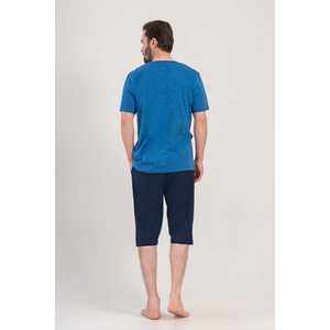 Conjunto de pijama capri de manga corta con cuello redondo y bolsillos para hombre - Product Image 1