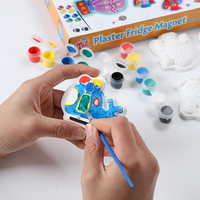 Kit de Peinture Créative en Plastique pour Enfants de 5 à 7 Ans, Vente en Gros Usine, avec 6 Couleurs de Peinture Acrylique et Pinceaux