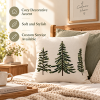 Housse de coussin décorative pour canapé, motif brodé d'arbre, couture soignée, personnalisable OEM ODM