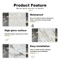 Panneau mural en PVC effet marbre UV, couche d'impression brillante, étanche, impression directionnelle des veines, panneau rigide, lot en stock
