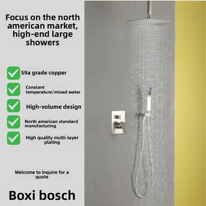 Cross-border North America 10inch Concealed Ceiling-Mounted Stainless Steel Chrome Handheld Overhead Shower <b>Set</b> Rain <b>Spray</b> for B - Product Image 5