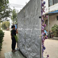 DKB mur de fleurs en tissu enroulable fait à la main personnalisé (avec support) 5d violet soie rose enrouler mur de fleurs 8ft8ft